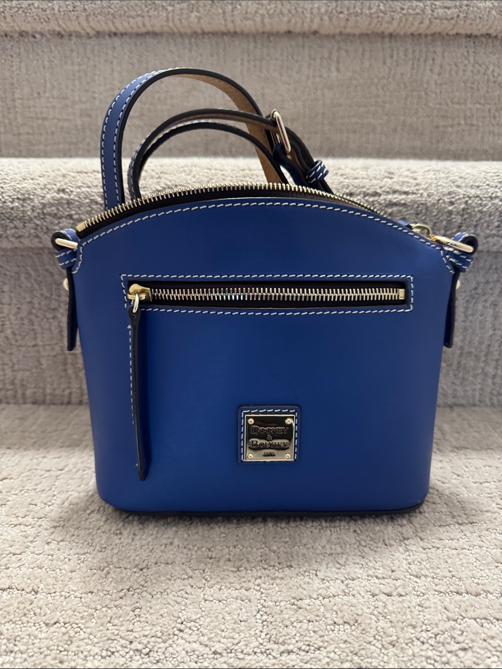 Dooney & Bourke Royal Blue Leather Domed Crossbody Bag
